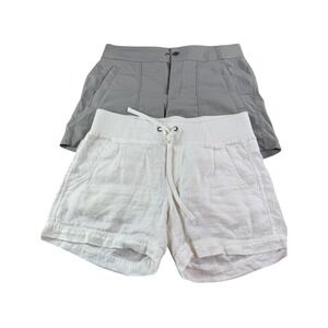 Athleta Shorts Womens 4 Lot 2 White Drawstring Gray Performance Zip Pockets
